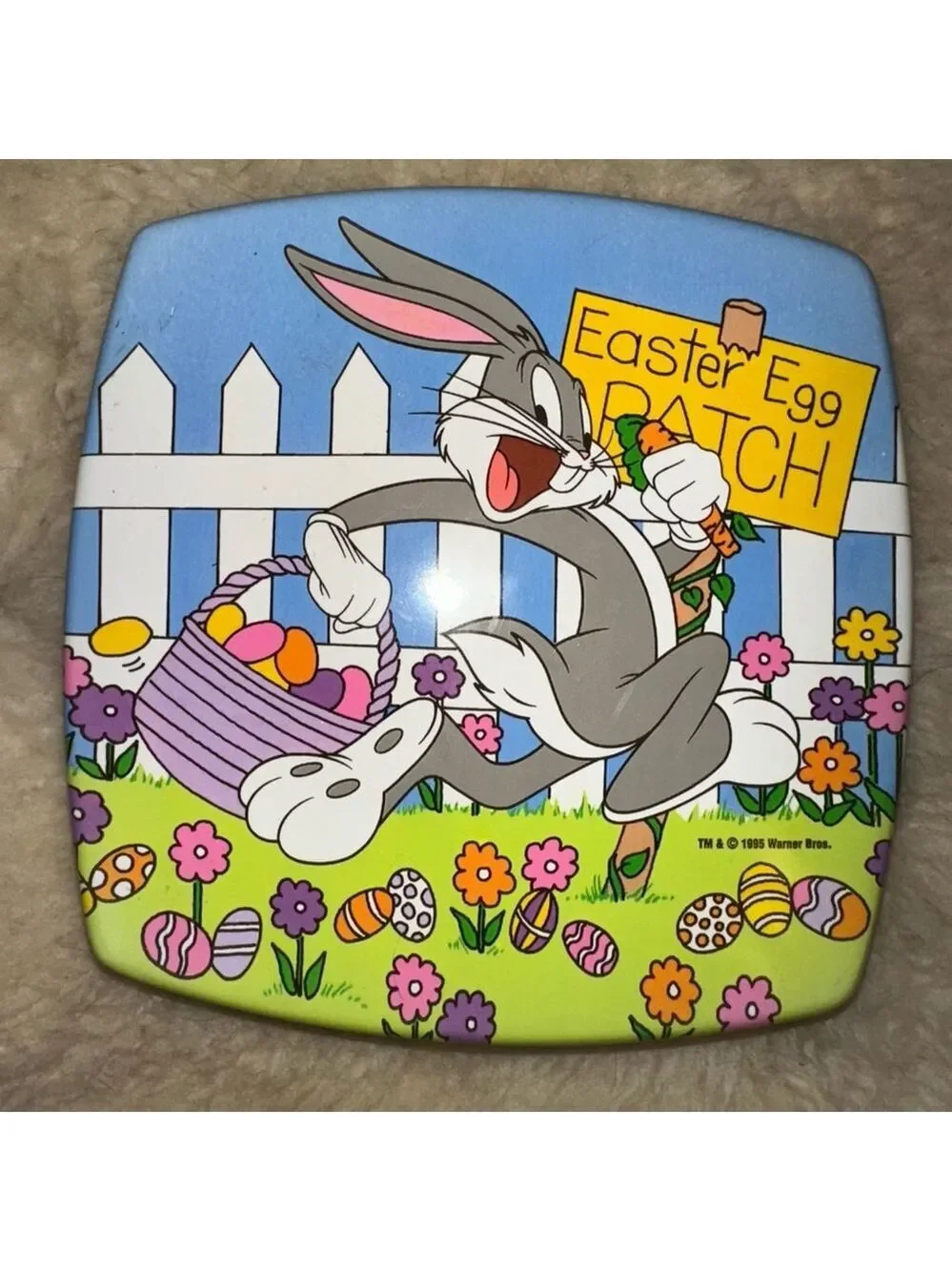 Vintage 1995 Warner Bros Bug Bunny Easter Theme Plastic Storage Boxes Set Of 2